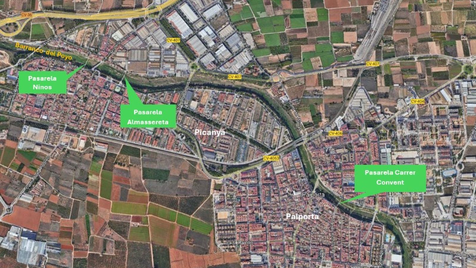 Les tres passarel·les que reconstruirà el govern espanyol