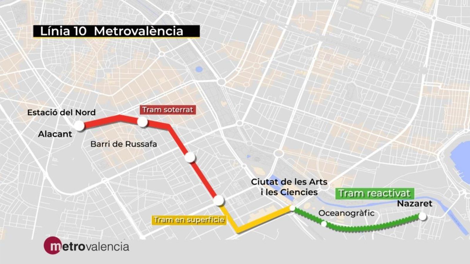La Línia 10 connectarà l'Estació del Nord, des del carrer d’Alacant, amb el barri de Natzaret