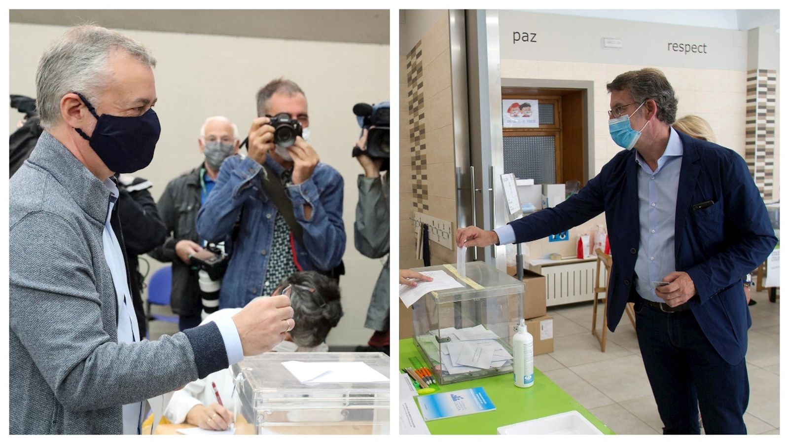Íñigo Urkullu i Alberto Núñez-Feijóo, en el moment de depositar el vot