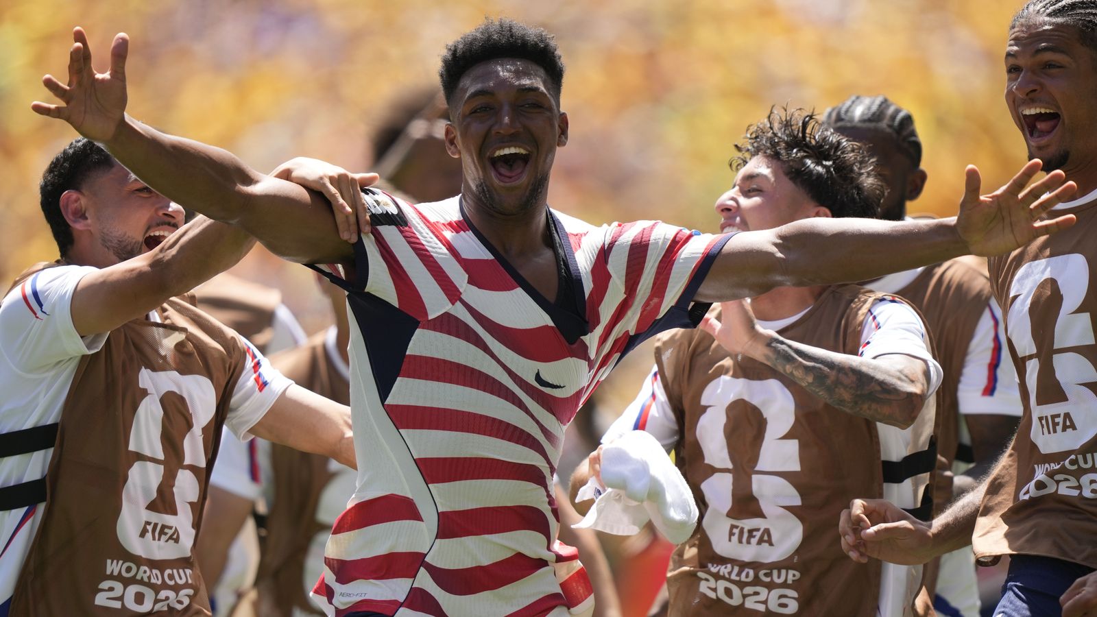 Freeman celebra el gol contra Austràlia