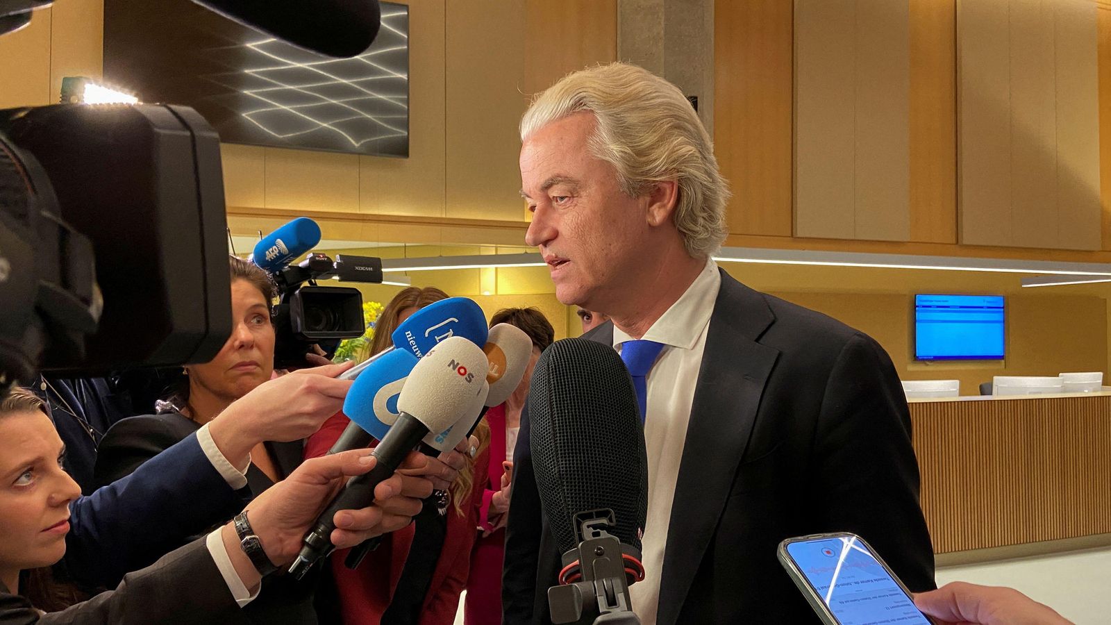 El líder del PVV, Geert Wilders, en roda de premsa