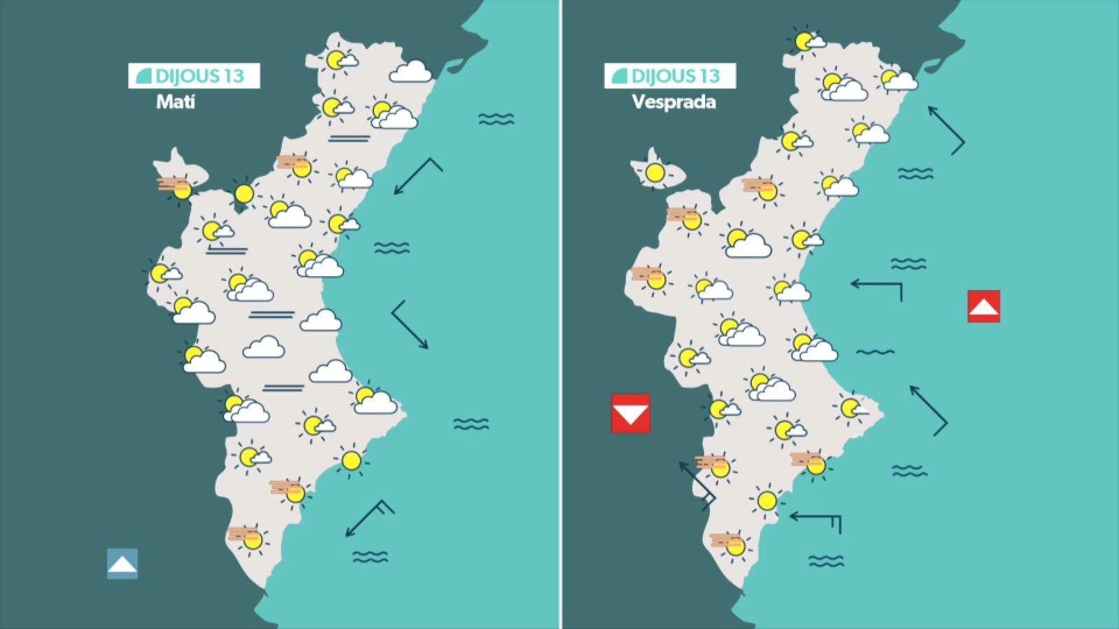 Cel cobert i calitja en la previsió meteorològica d'este dijous