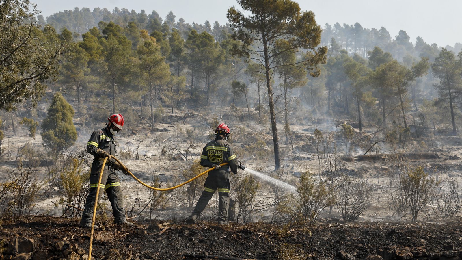 L'incendi forestal de Vilanova de Viver (lAlt Millars) continua actiu huit dies després