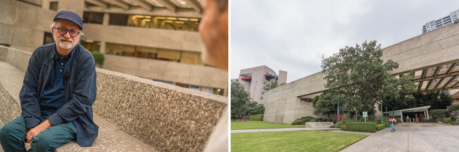 1. Francisco Segovia, davant la seu del COLMEX en Ciutat de Mèxic 2. Façana principal del COLMEX