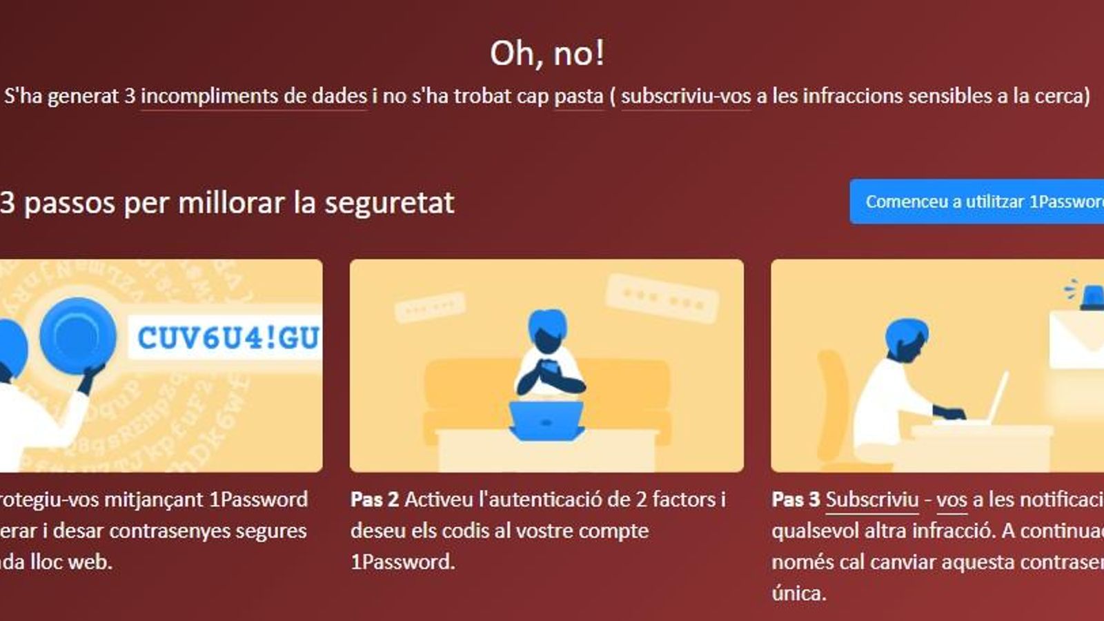 'Have I Been Pwned?' informa si algun compte associat a l'e-mail ha aparegut en la filtració massiva de dades