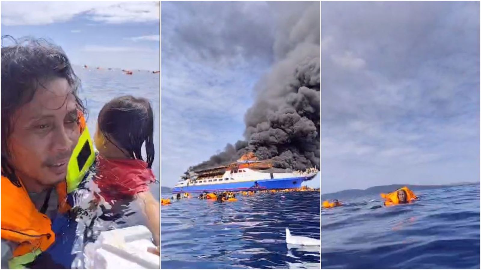 Tres escenes de l'incident, gravat en vídeo pel passatger Abdul Rahman Agu