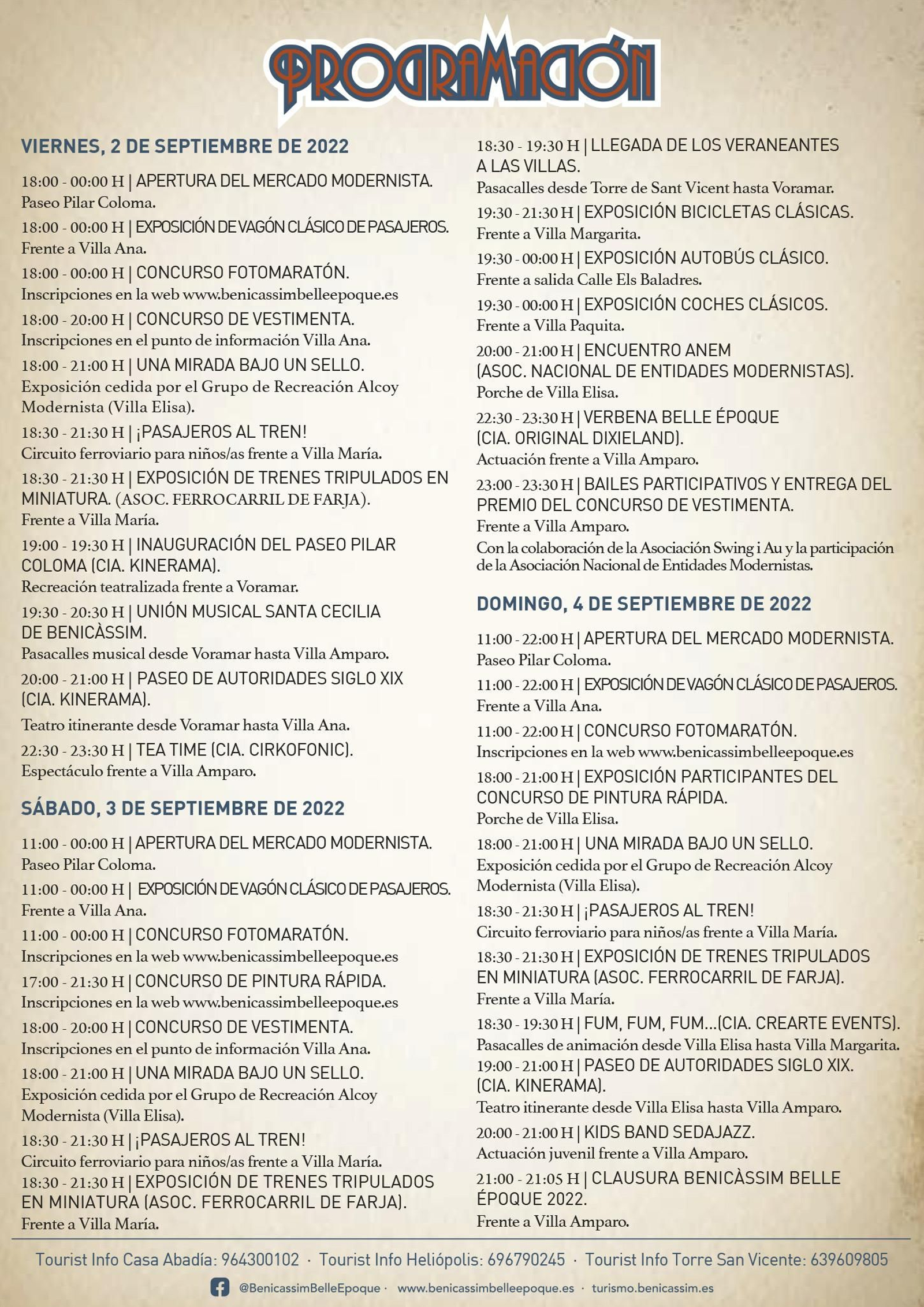 Programació del Benicàssim Belle Époque 2022