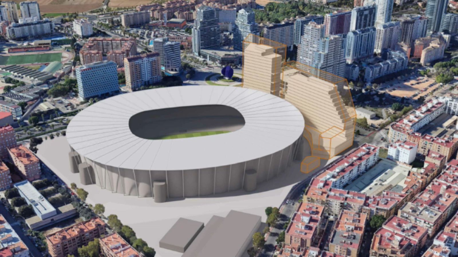 Un hotel i una zona comercial al voltant del Nou Mestalla