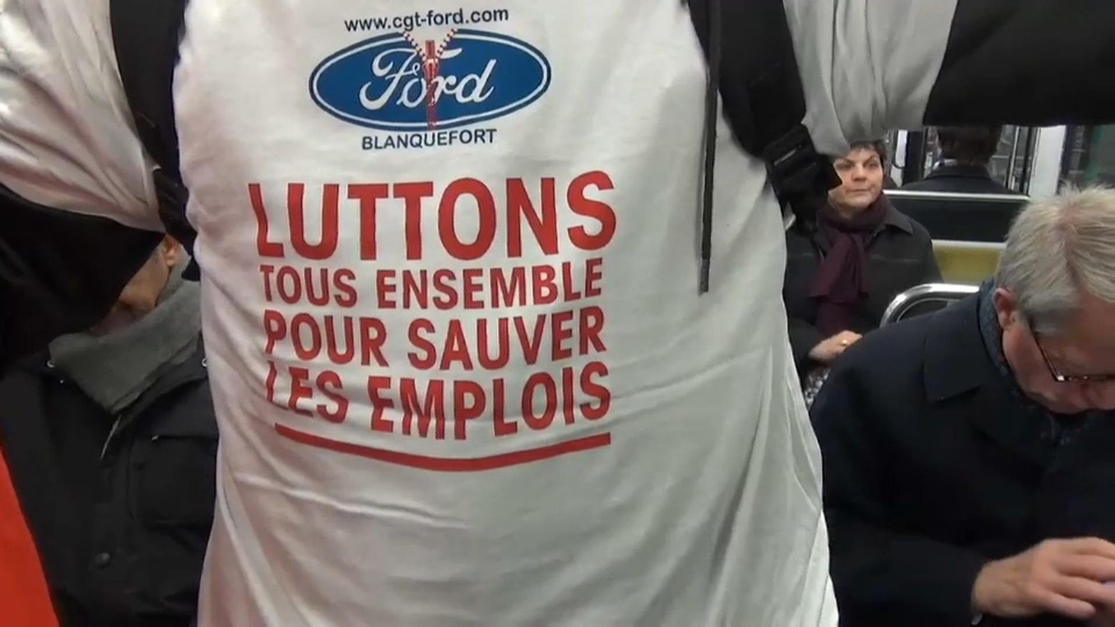 Protestes de treballadors i treballadores de la factoria de Ford a Blanquefort.