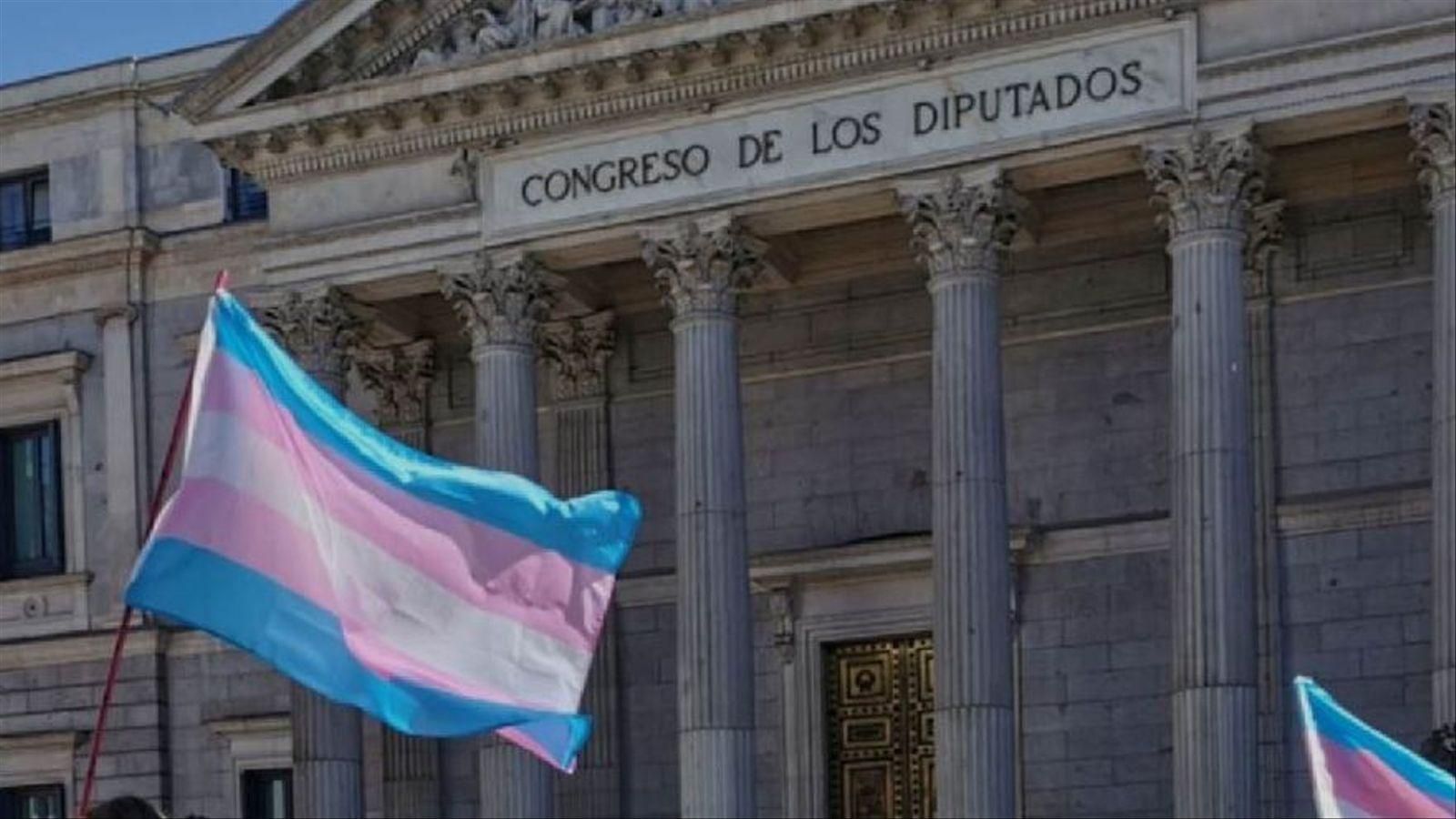 Una bandera trans oneja a les portes del Congrés