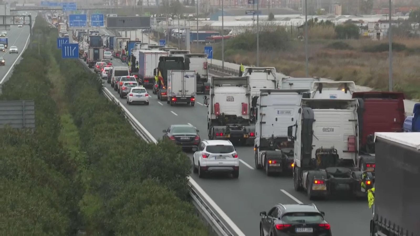 Una imatge de la vaga del transport a València