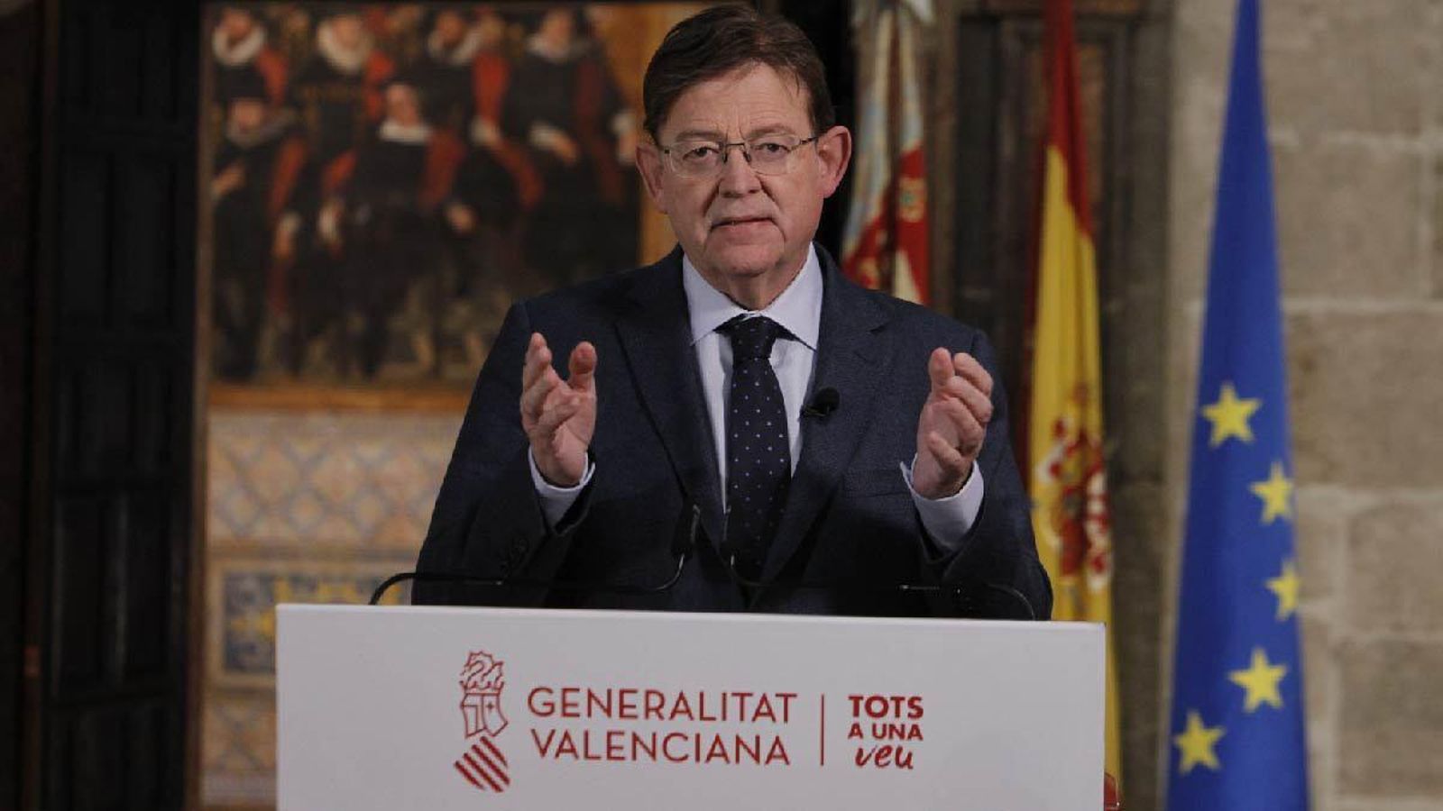 El president de la Generalitat, Ximo Puig, durant la roda de premsa en què va anunciar les noves mesures