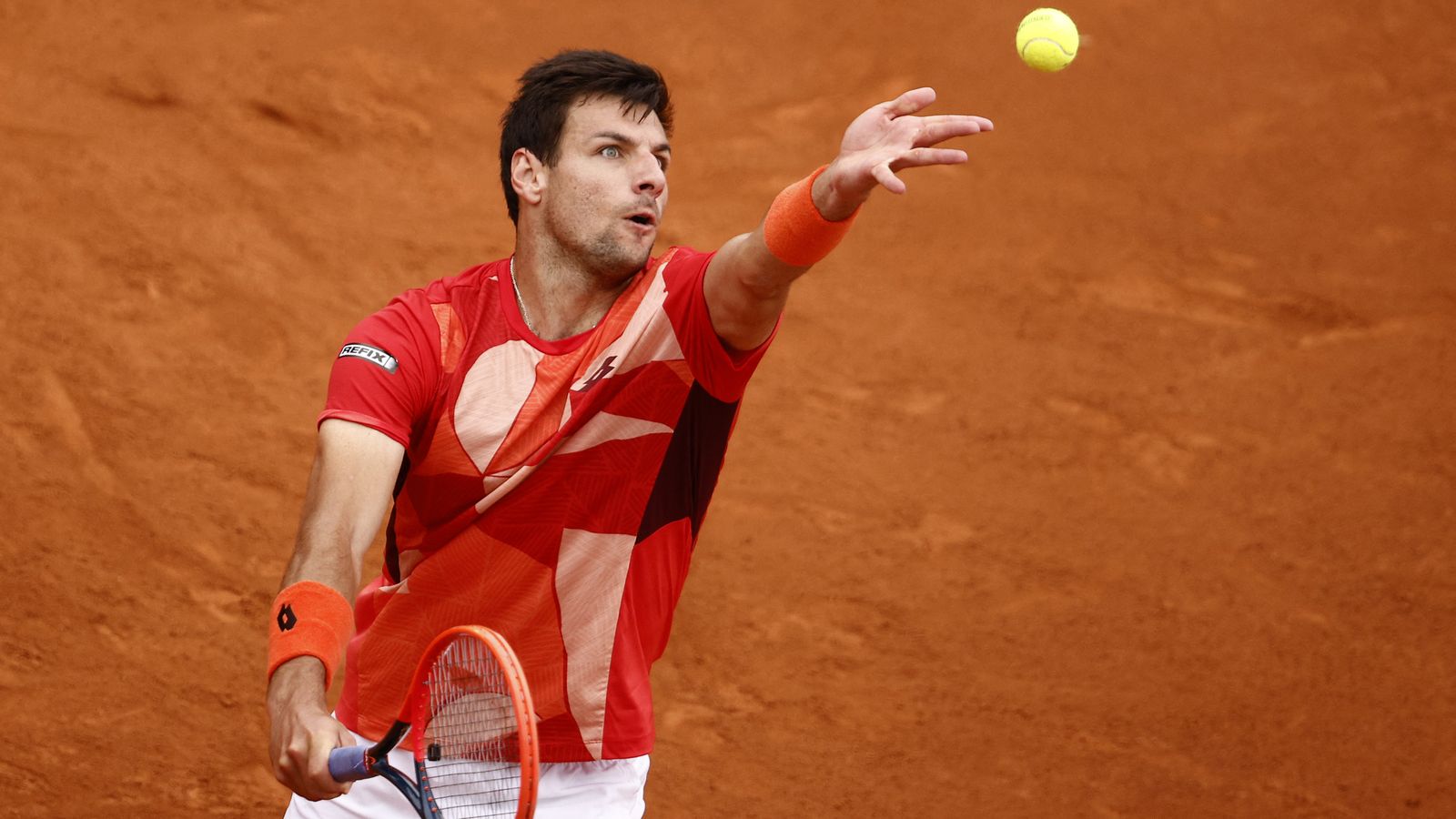 Zapata, durant una treta de servei en el partit contra Medvedev