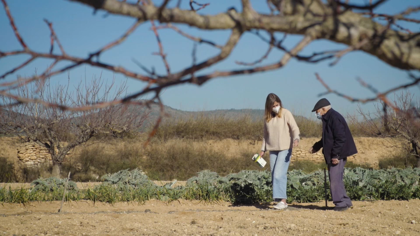 Maria acompanya Pepe a treballar el camp
