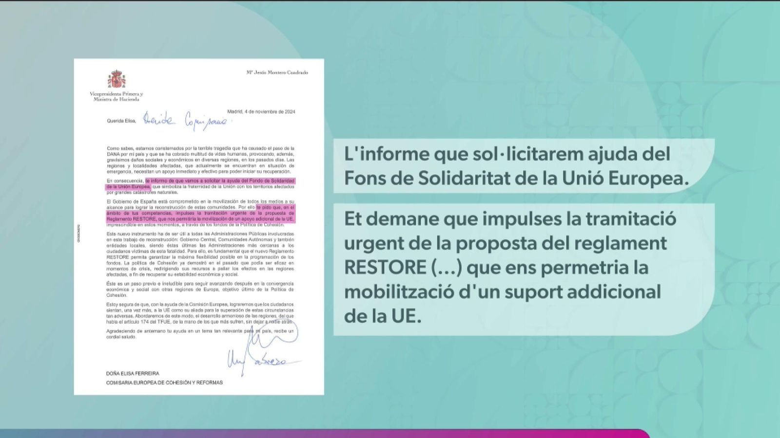 Destacat de la petició del Fons de Solidaritat Europeu a la Comissió Europea Destacat sobre la petició del Fons de Solidaritat Europeu a la Comissió Europea