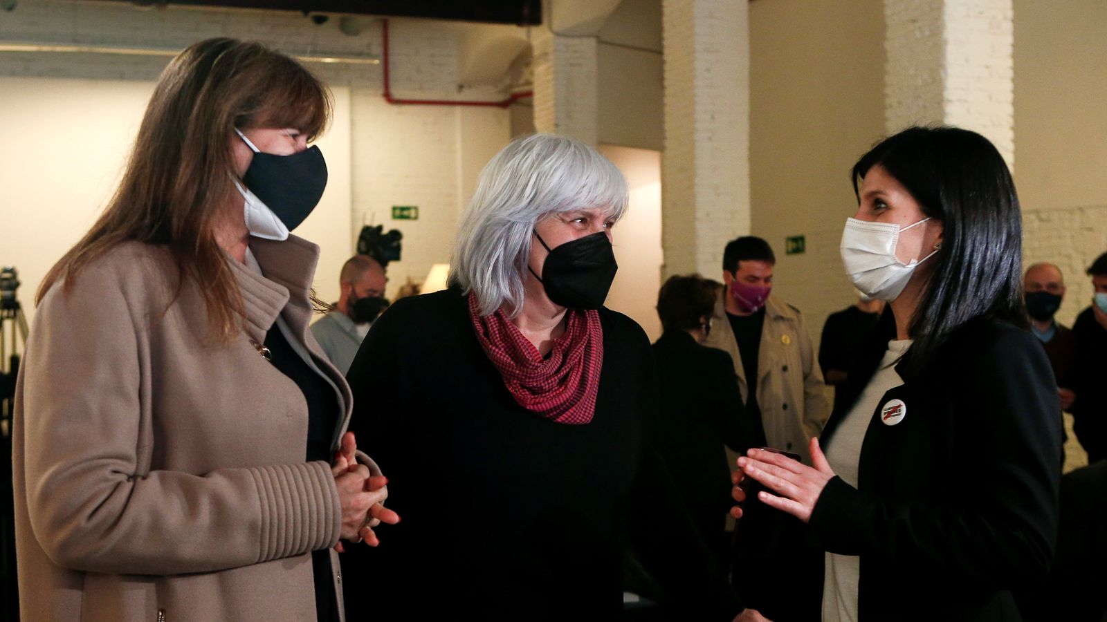 Les diputades de la CUP, Dolors Sabater; de JxCAT, Laura Borràs, i d'ERC, Marta Vilalta,