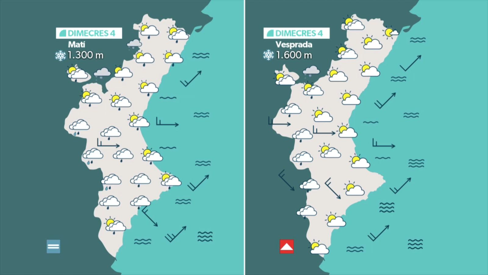 La previsió per a este dimecres 4 de febrer