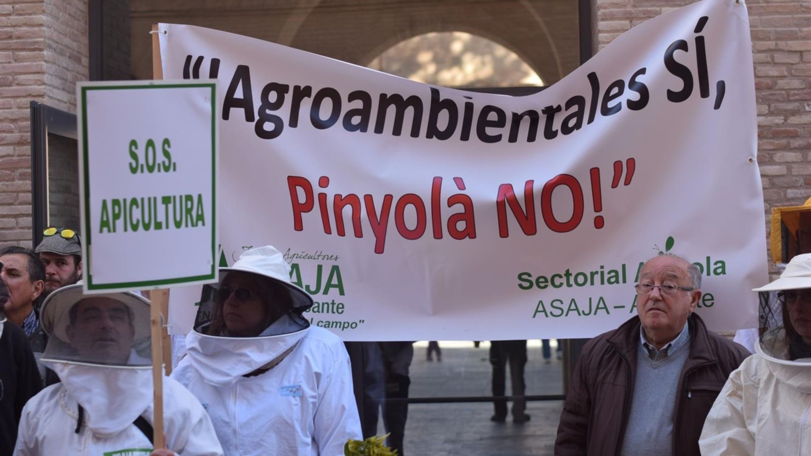Apicultors de diferents organitzacions agràries s’han concentrat enfront de la Conselleria d’Agricultura