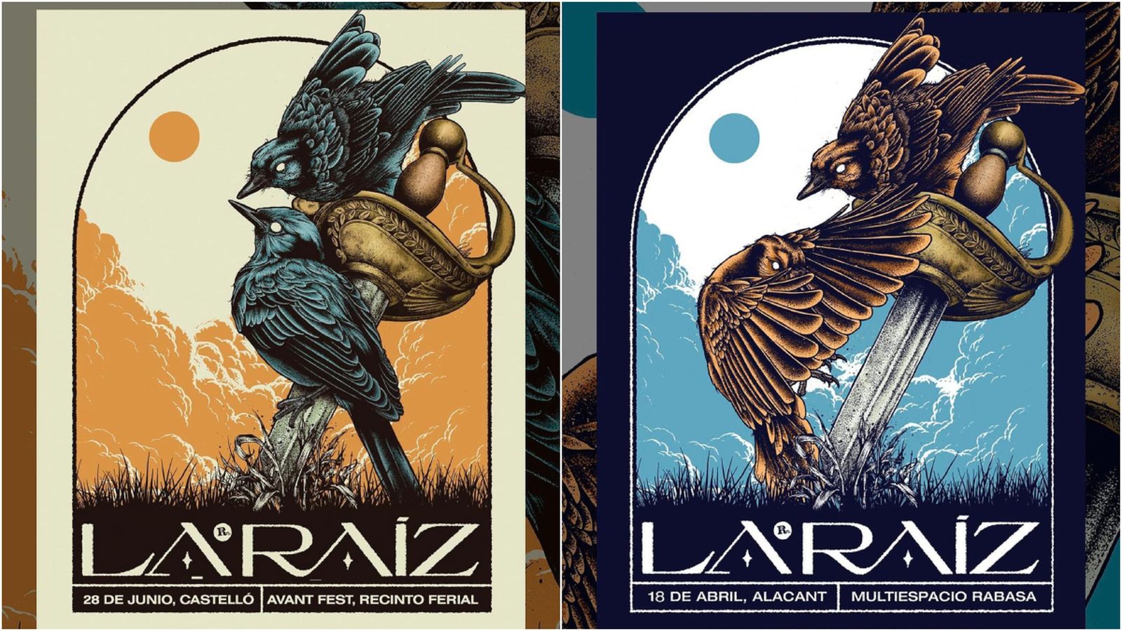 Cartells dels concerts de la Raíz a Castelló de la Plana i Alacant