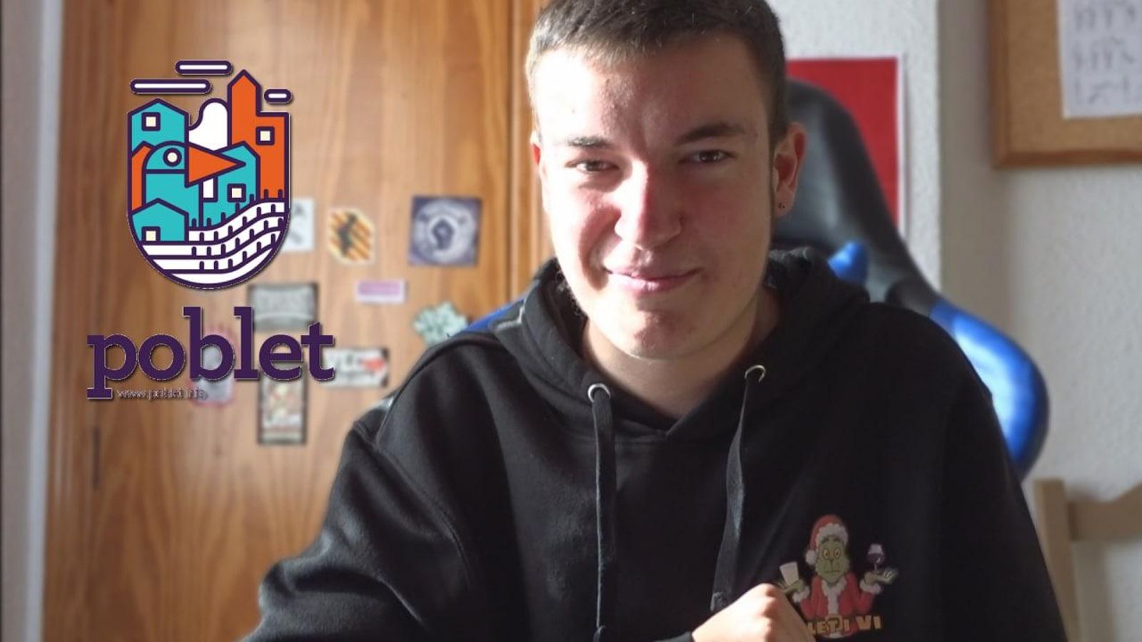 Imatge de portada: Aitor Muñoz (Llet i vi) junt al logo del web de 'Poblet'