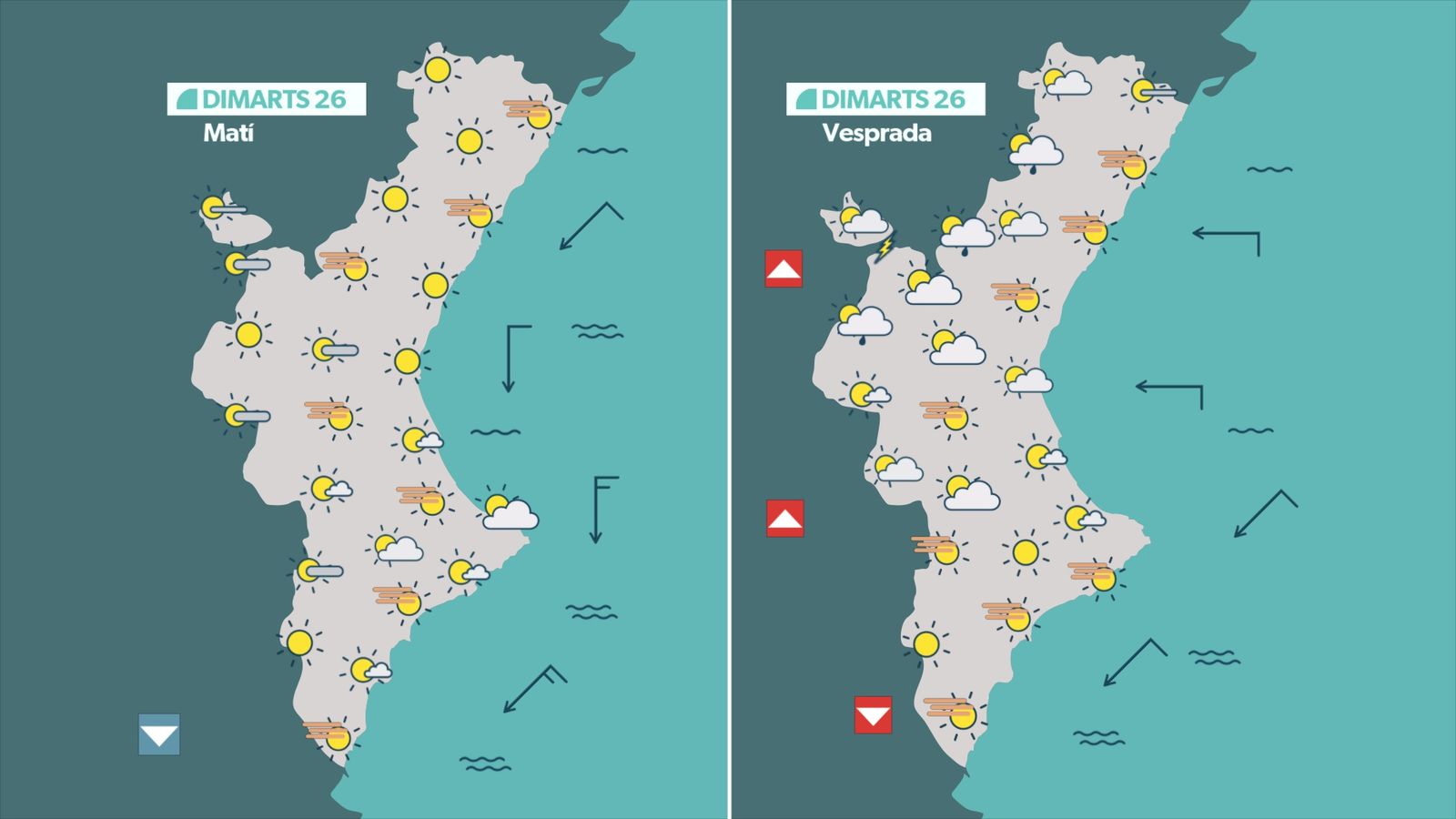 Previsió meteorològica per a este dimarts, 26 d'agost