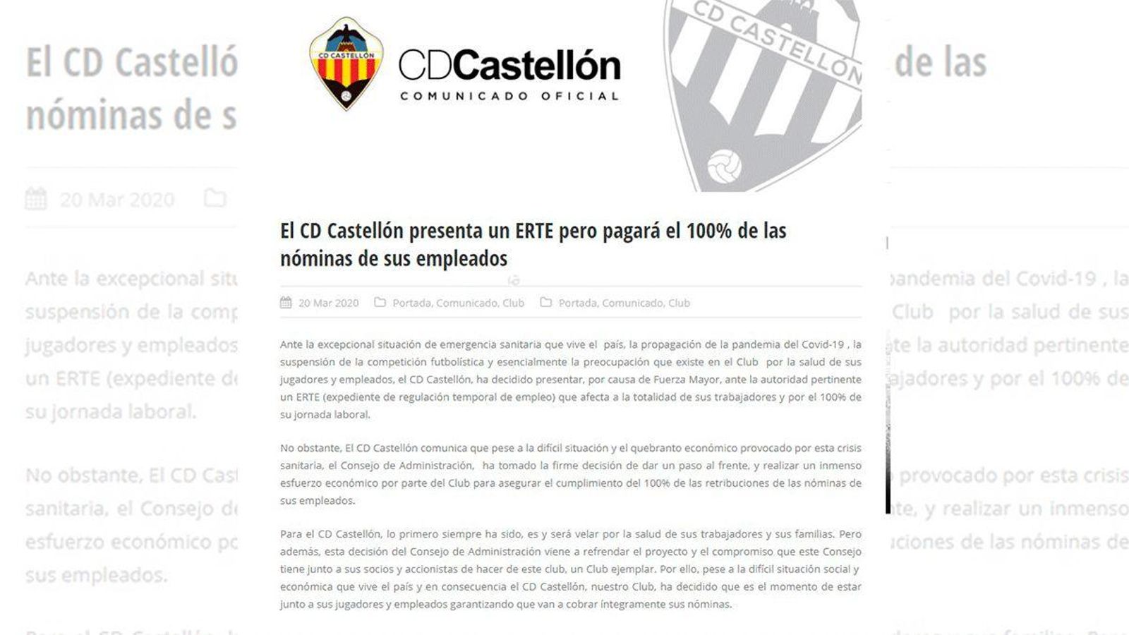 Comunicat del club de futbol