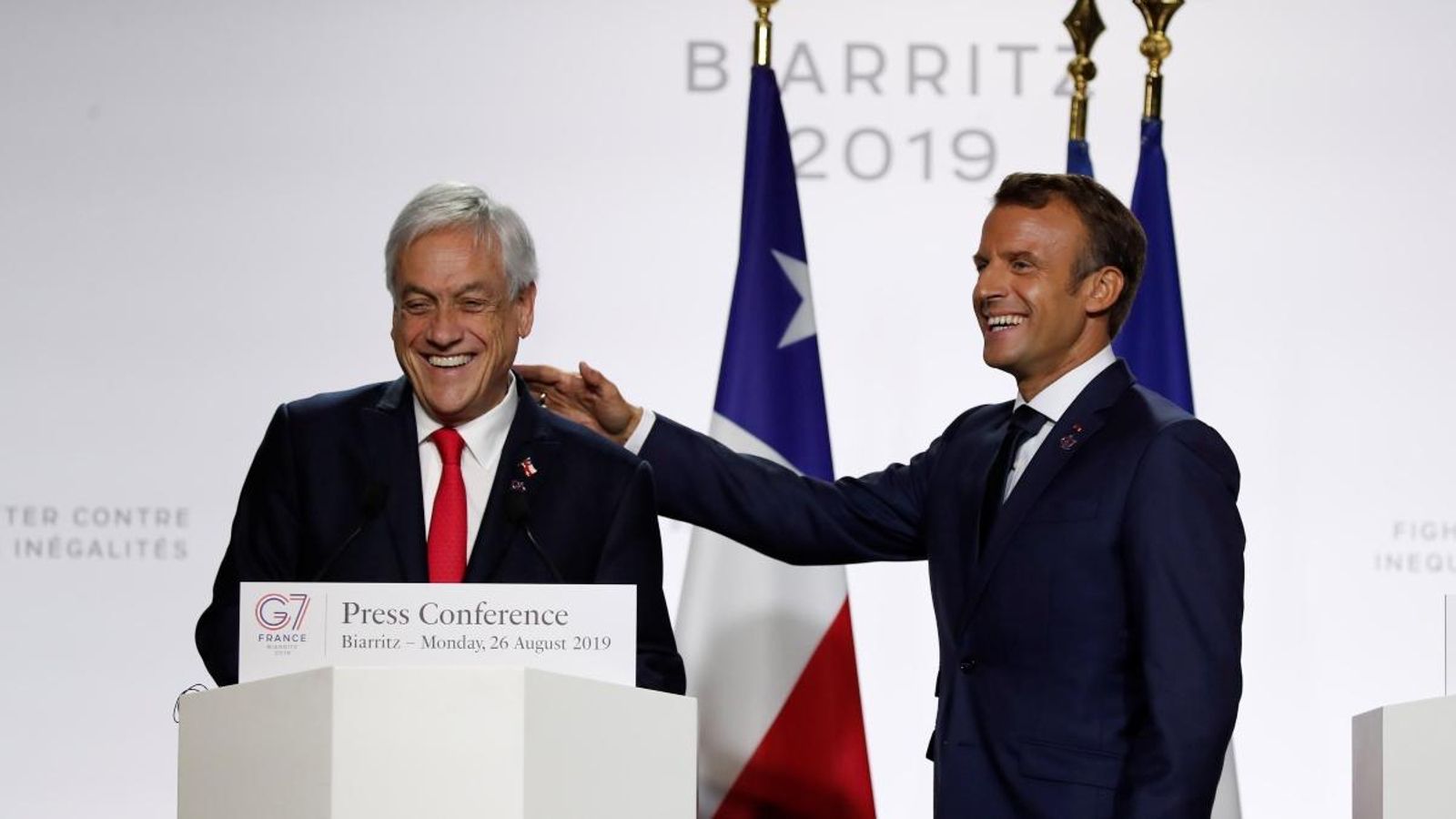 El president de França, Emmanuel Macron, i el seu homòleg xilé, Sebastián Piñera