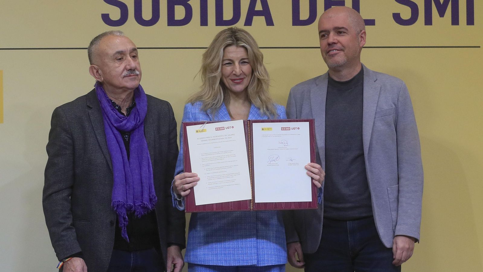 Acte de firma de l'acord entre el govern d'Espanya i els sindicats majoritaris