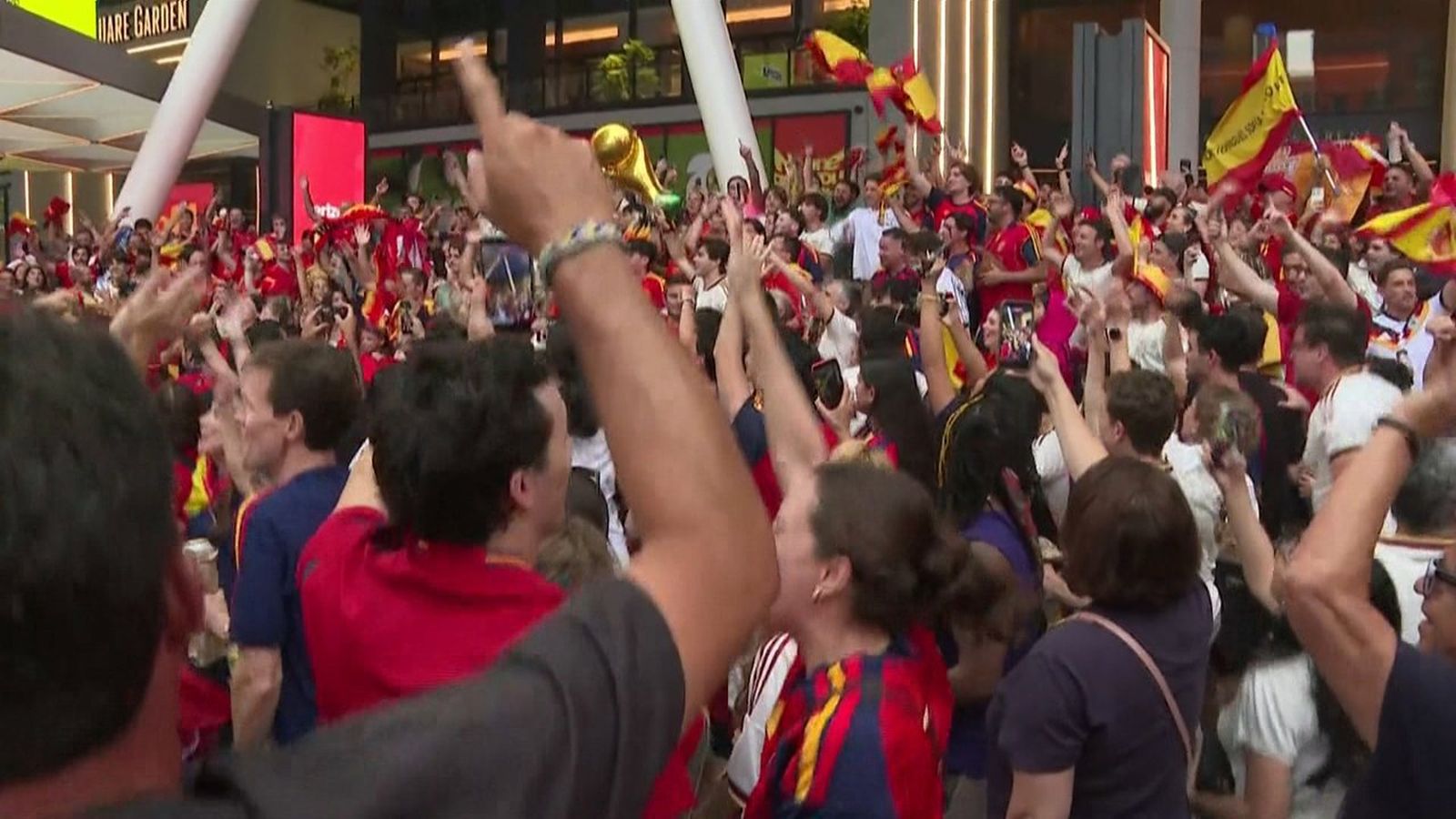 Celebració dels aficionats d'Espanya