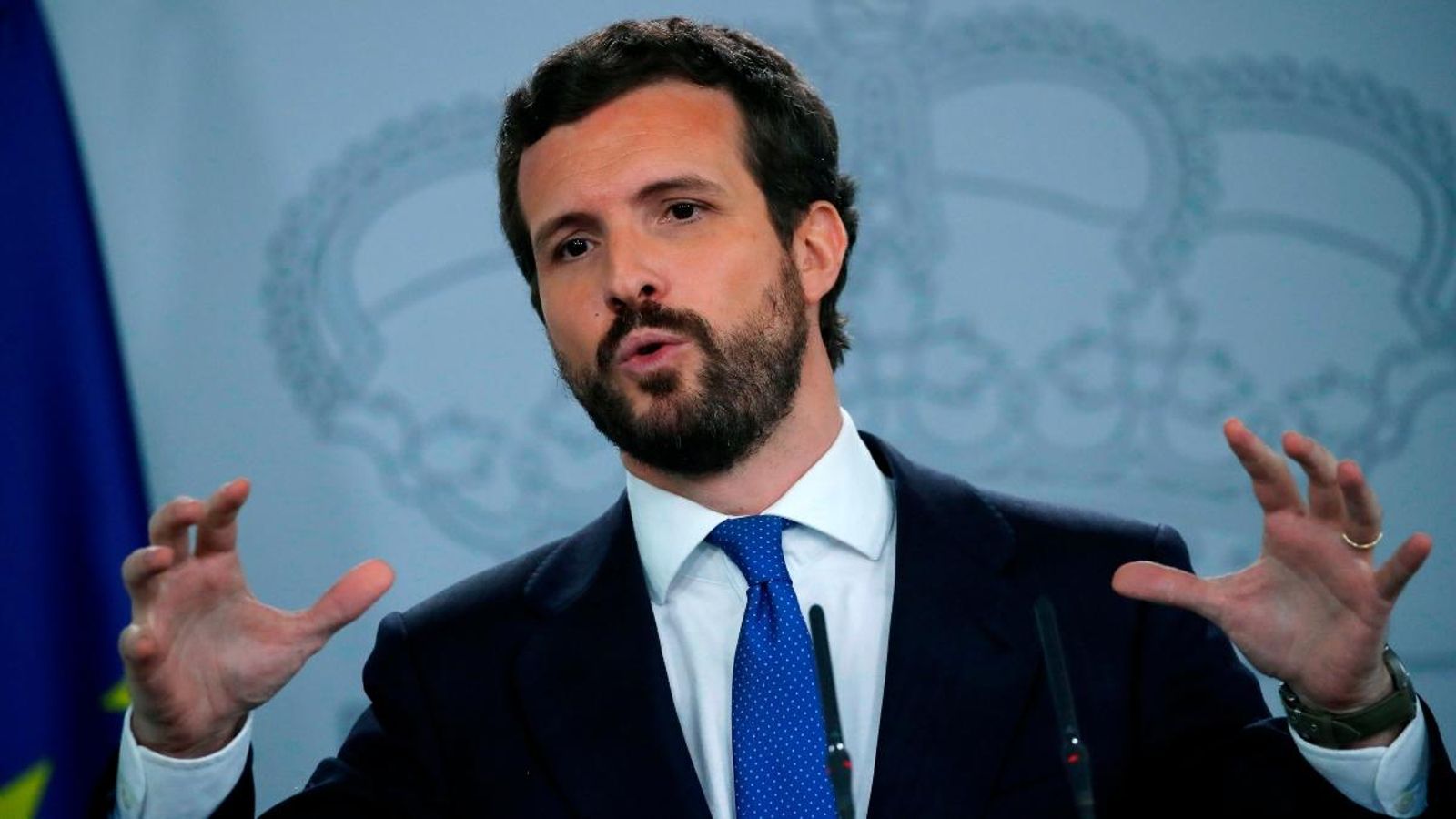 Pablo Casado en la compareixença que ha oferit després de reunir-se amb Pedro Sánchez