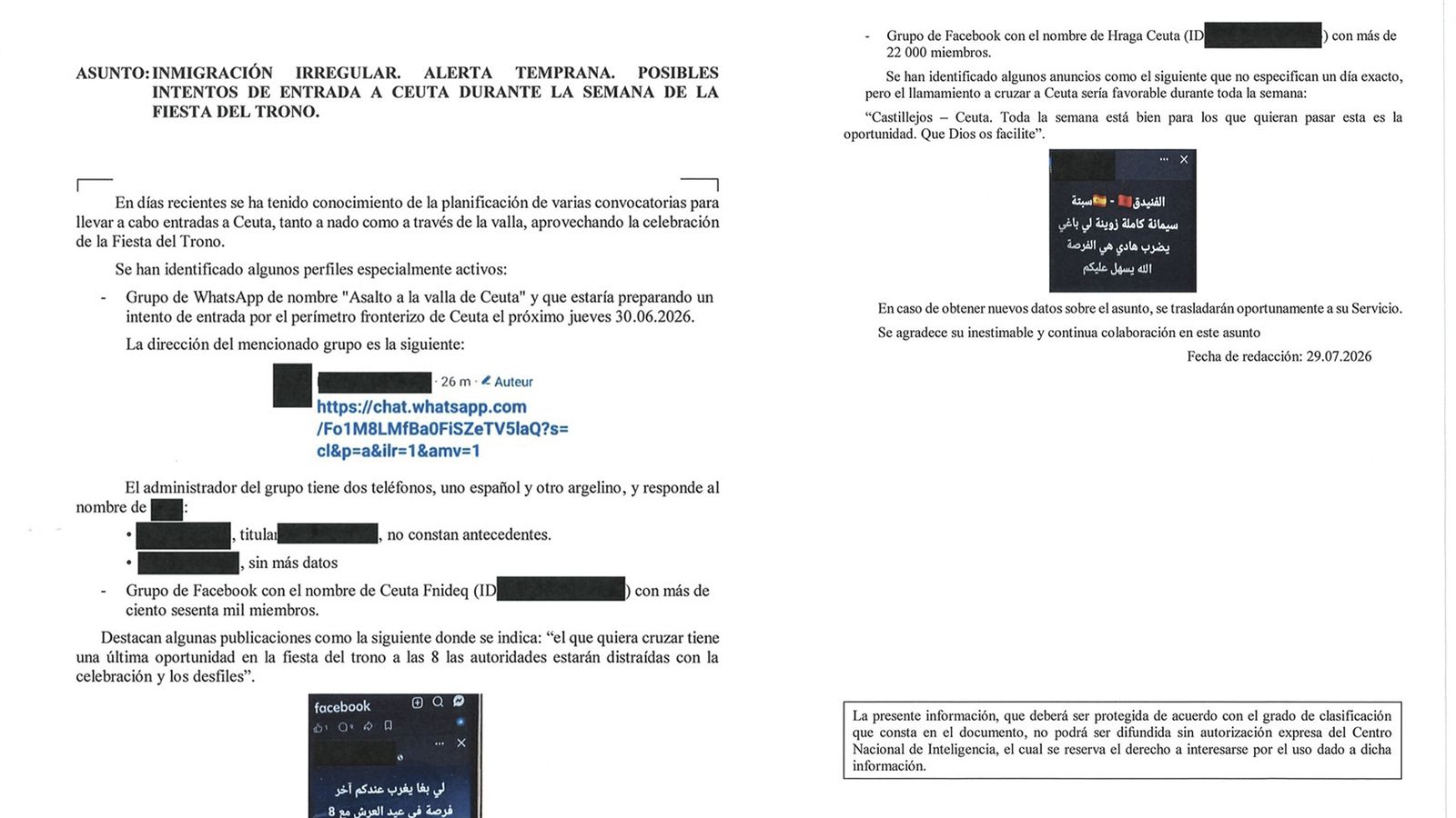 Fragment de l'informe del CNI
