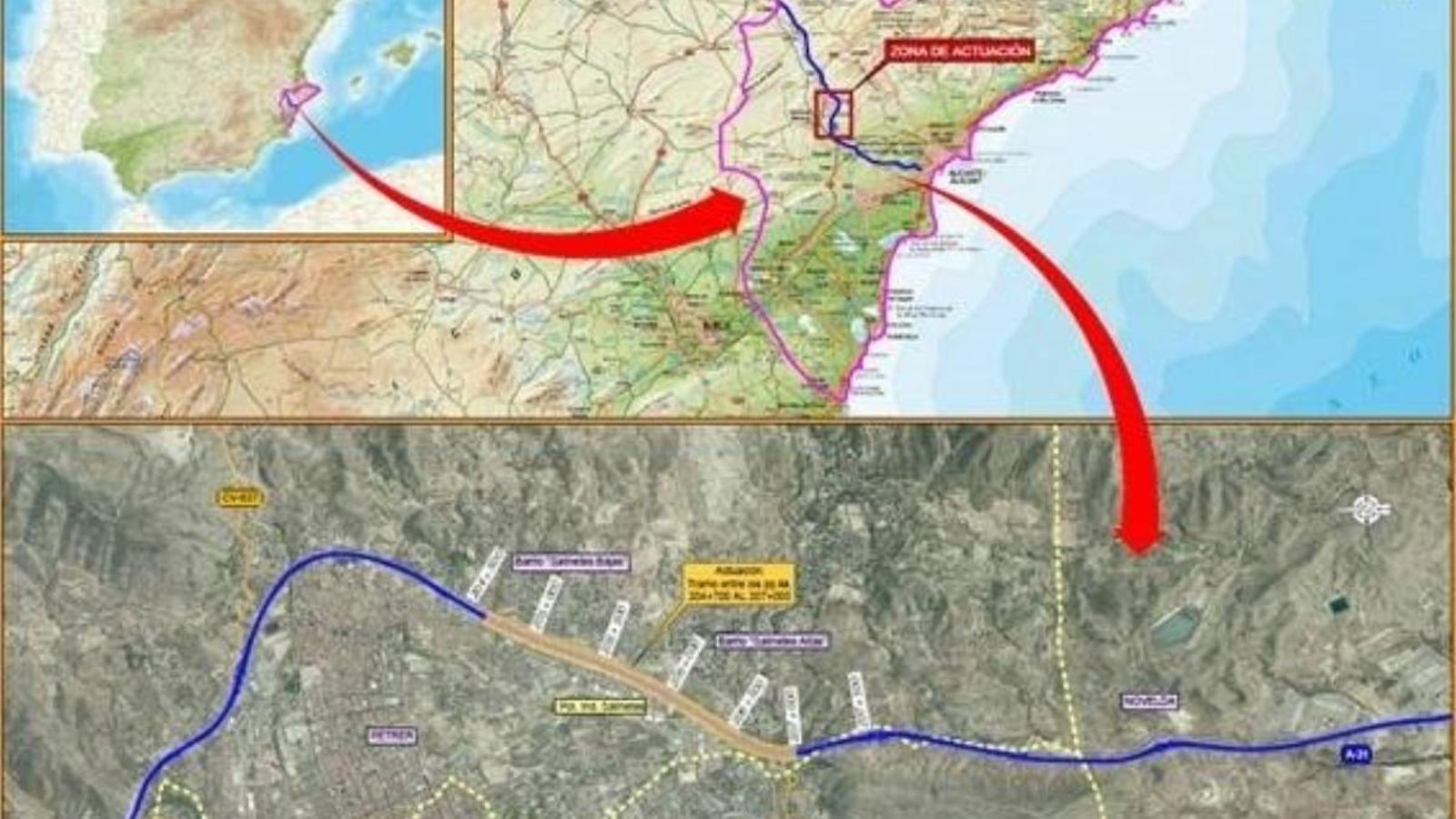 Tram de l'A-31 en el qual s'actuarà per a reduir l'impacte acústic a Petrer