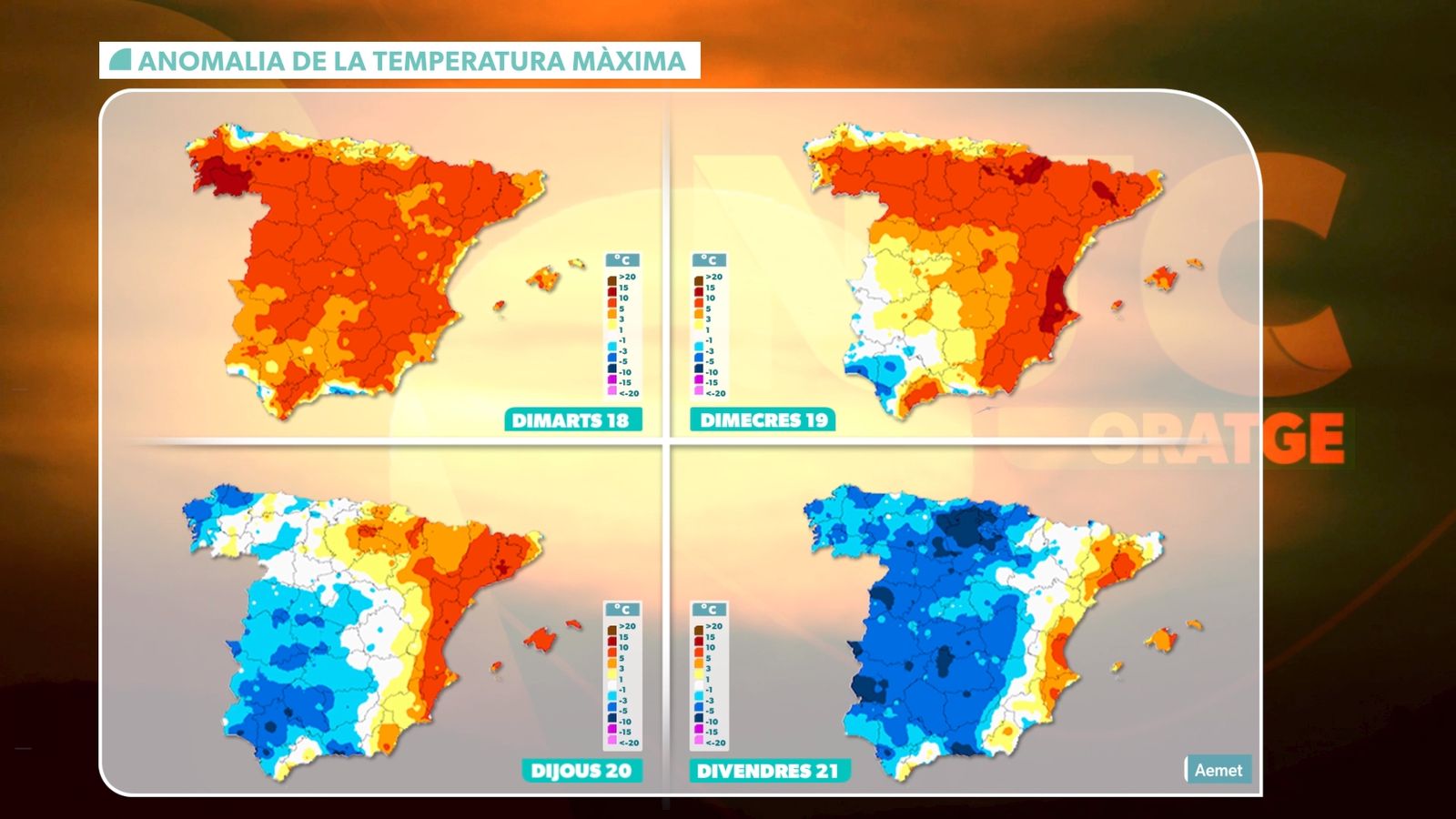 ANOMALIA DE LES TEMPERATURES MÀXIMES 4 DIES