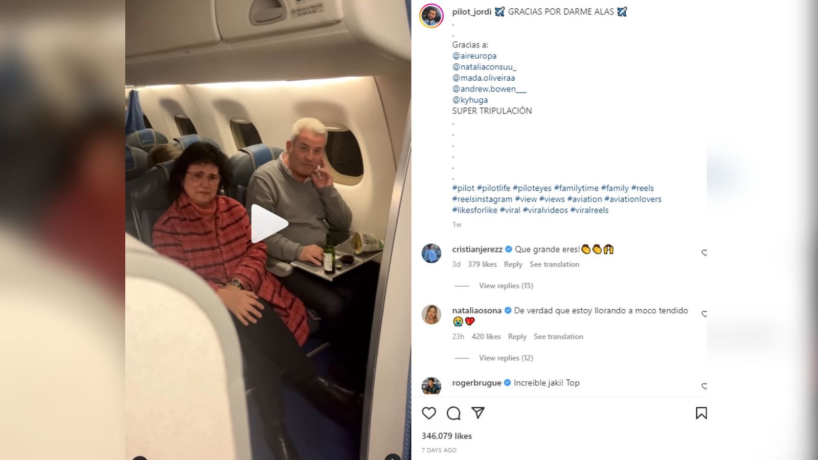 Fotograma del vídeo publicat pel pilot Jordi Jcas en el seu perfil d'Instagram