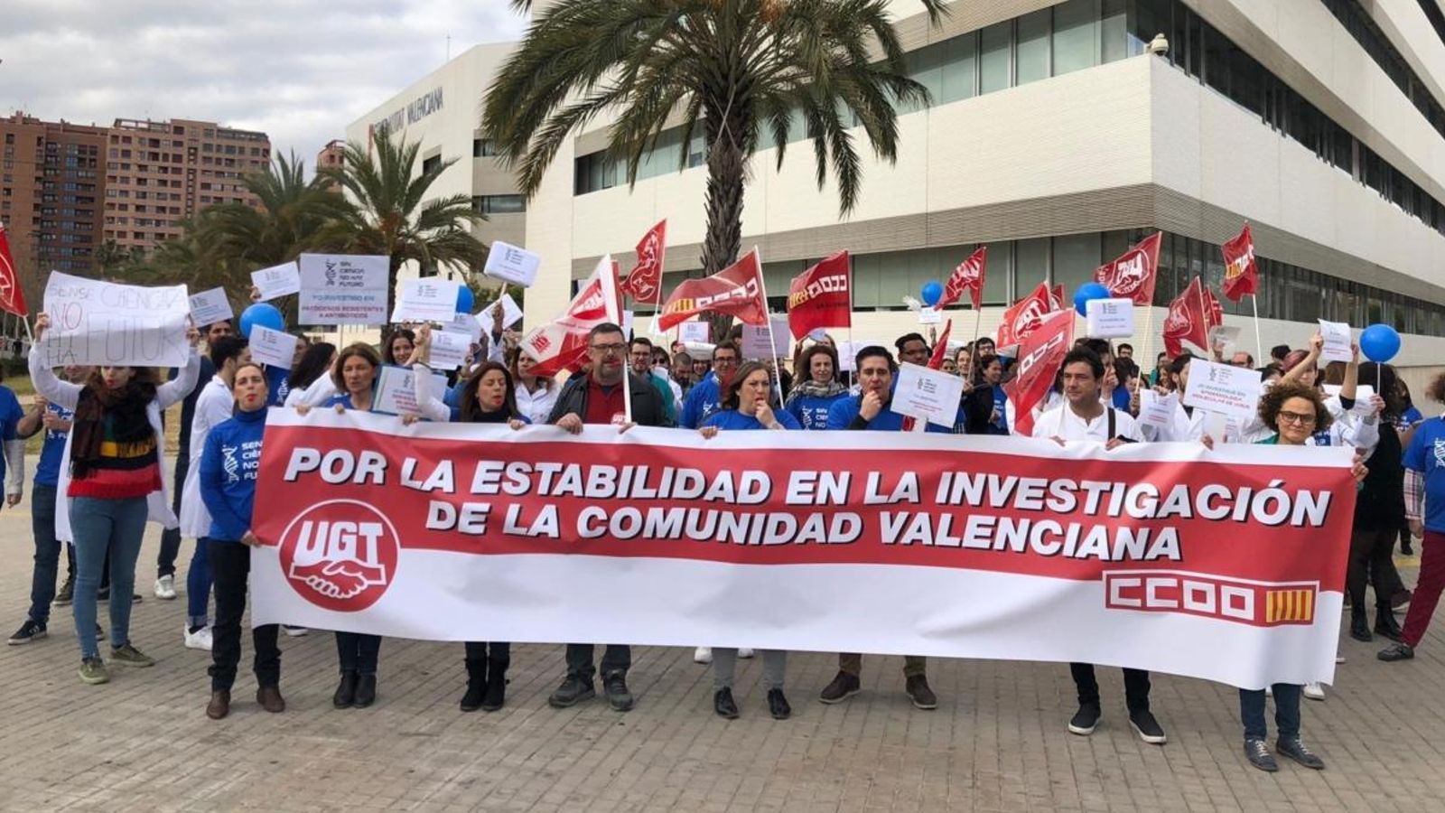 Foto d’arxiu d’una concentració dels investigadors de Fisabio. Europa Press