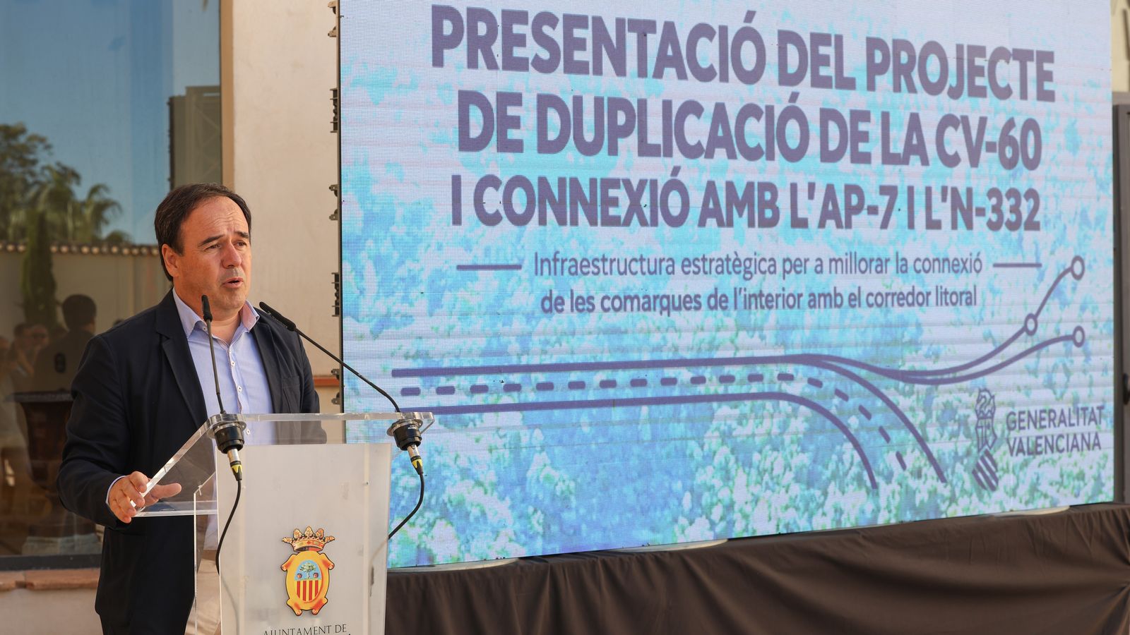 En president de la Generalitat, Juanfran Pérez Llorca, presenta el projecte de duplicació de la CV-60