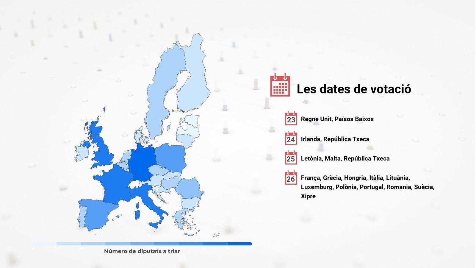 Nombre d'escons que tria cada país de la Unió Europea