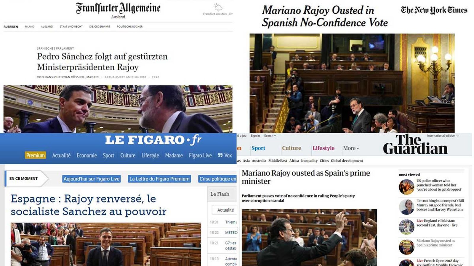 Els mitjans europeus recullen el canvi de govern a Espanya.