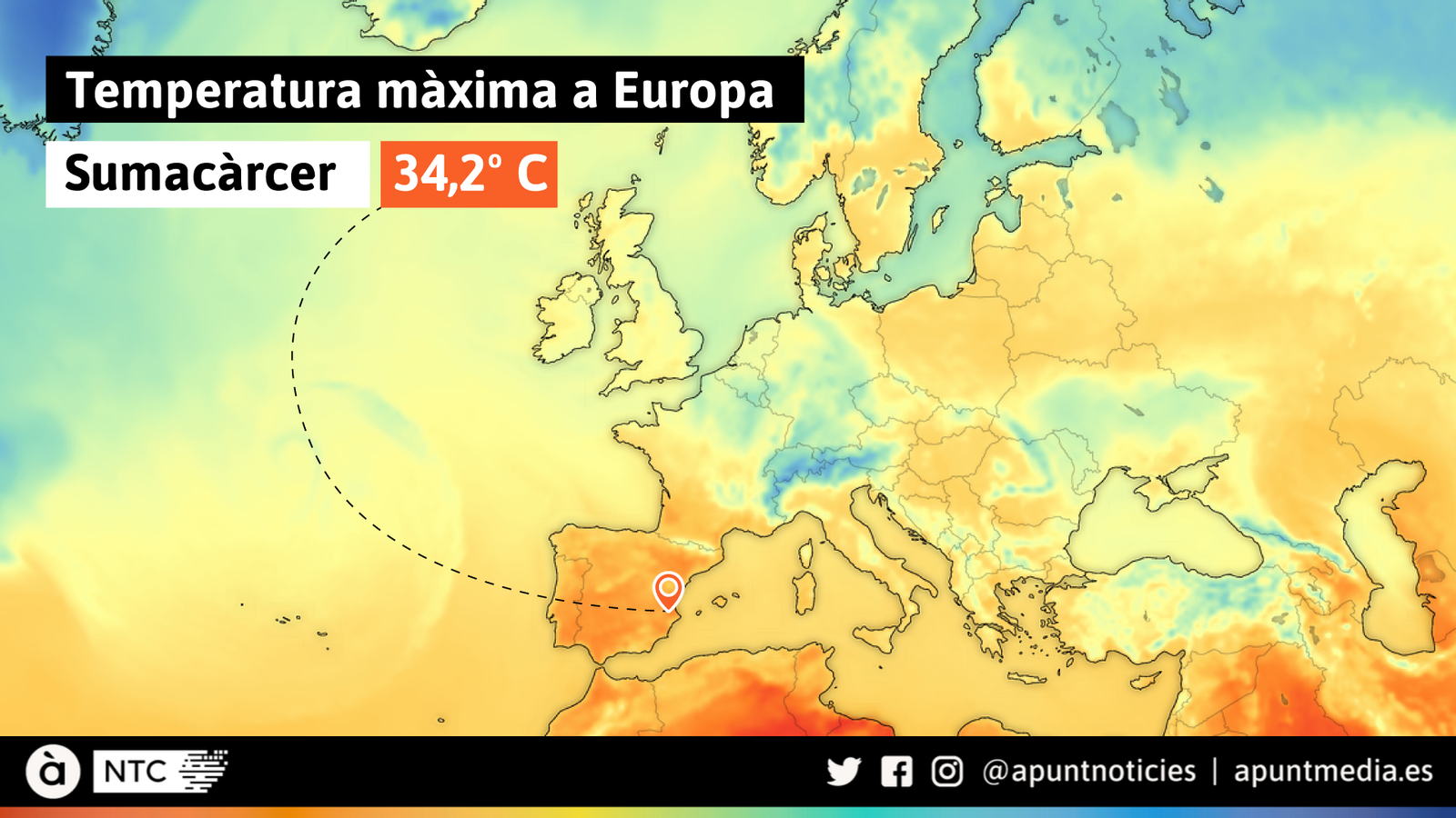 Sumacàrcer, temperatura màxima a Europa