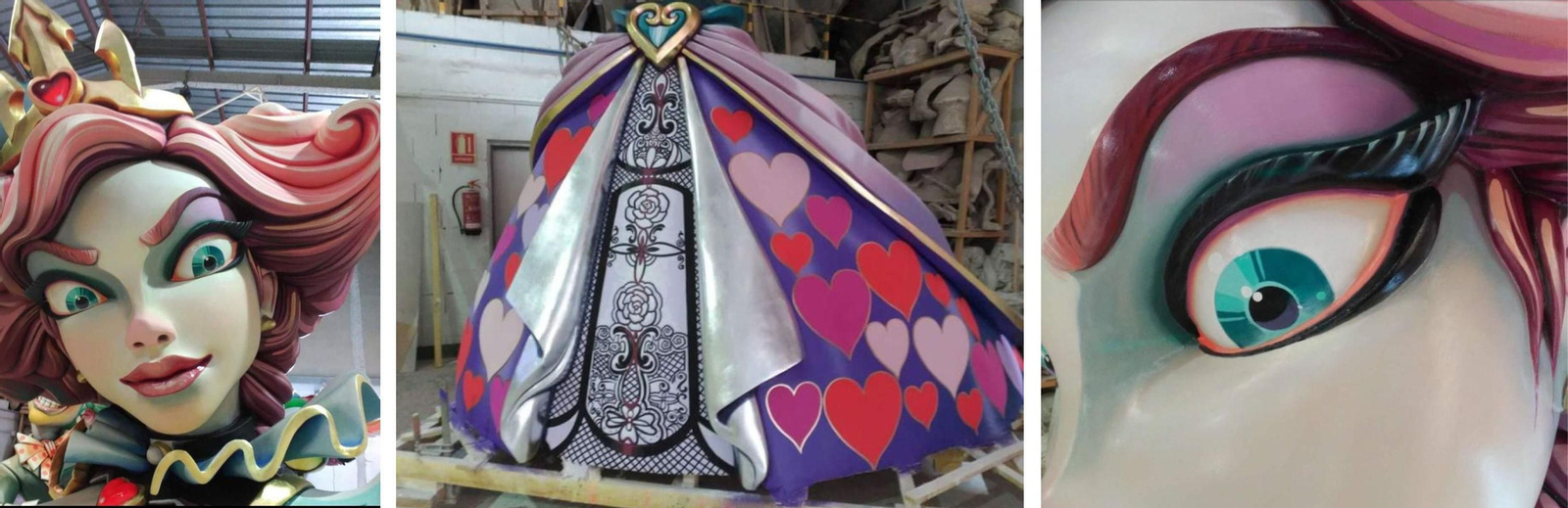 Segons la falla Visitació-Oriola, aquestes són les fotografies que va enviar l'artista al·legant que eren la seua falla, i que en realitat es corresponien a captures de Facebook d'un altre monument.