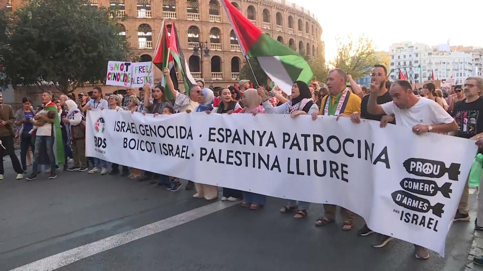 Capçalera de la manifestació per Palestina a València d'este dissabte