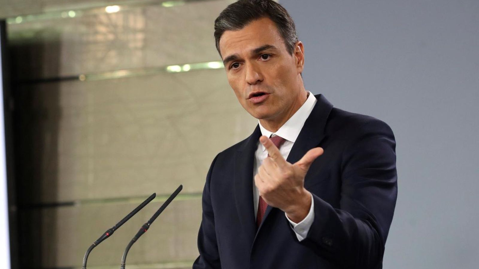 Pedro Sánchez durant la seua compareixença