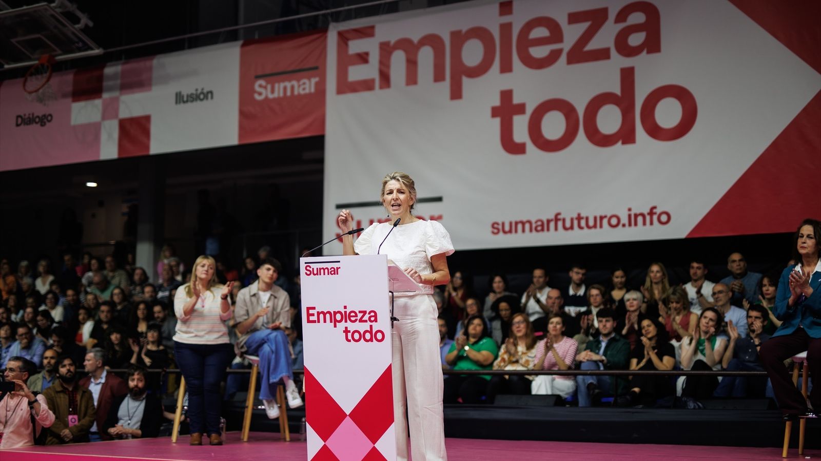 Yolanda Díaz, durant la presentació de Sumar el passat 2 d'abril
