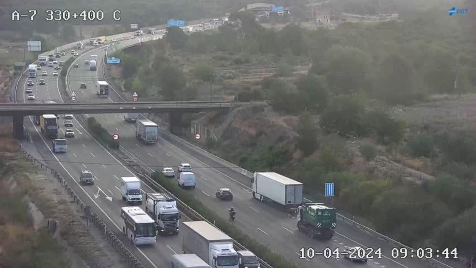 Vista de l'A-7 a l'altura de Manises, aquest dimecres