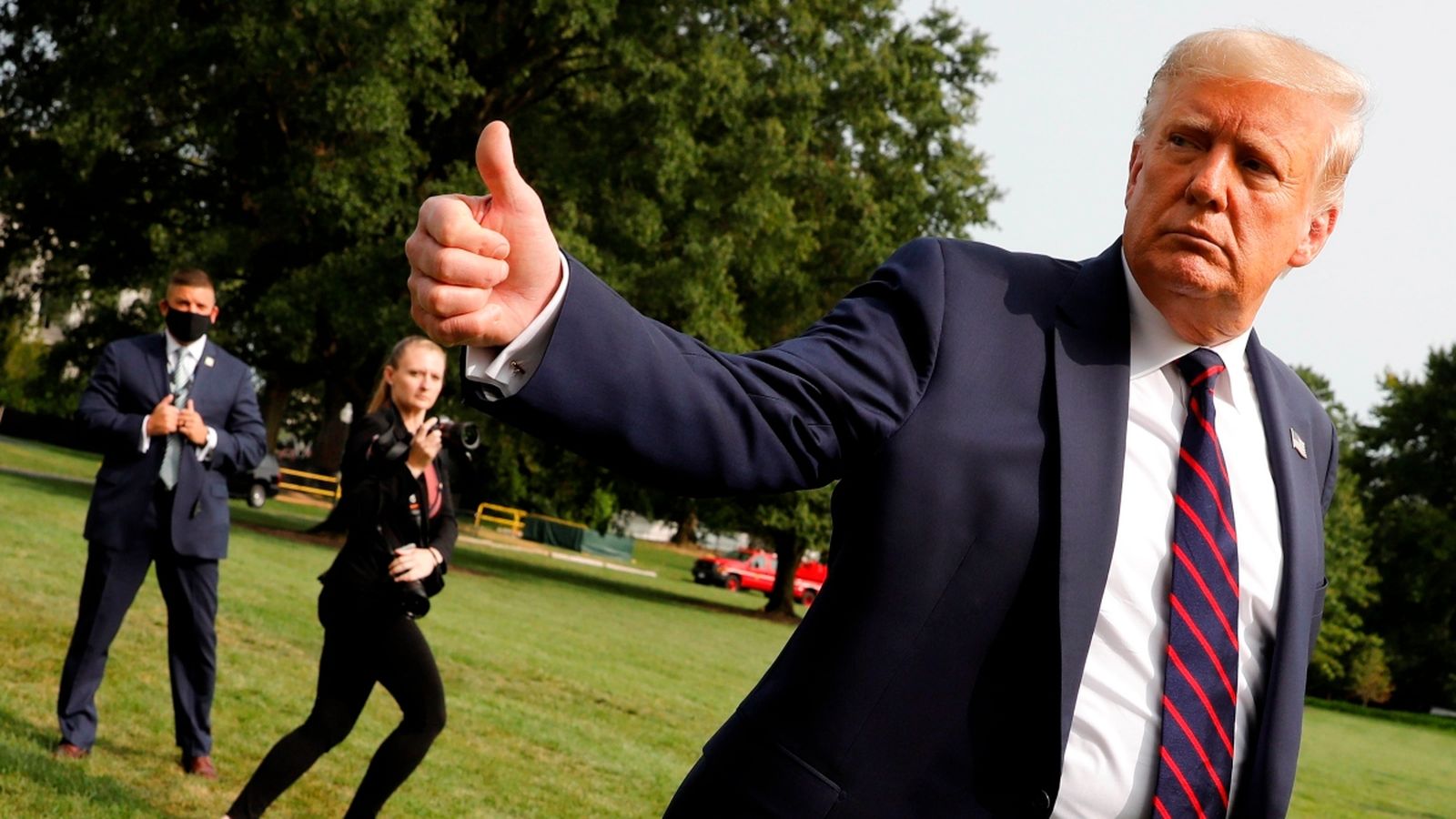 El president dels Estats Units, Donald J. Trump, al jardí de la Casa Blanca a Washington DC