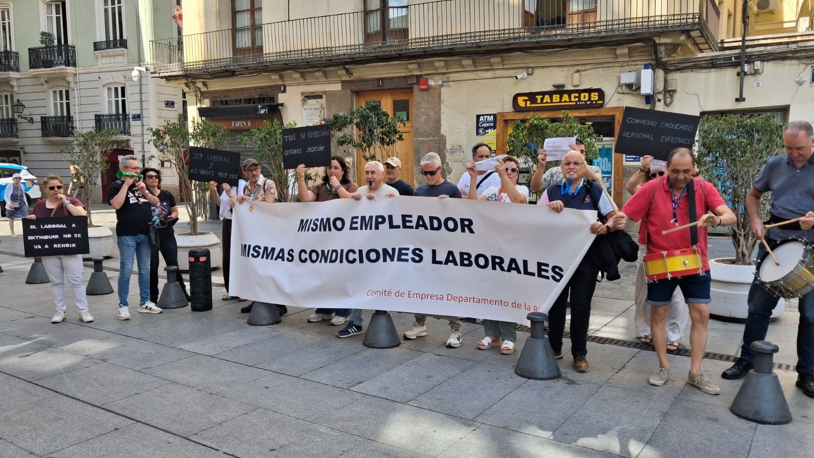 Un moment de la protesta sindical, este dimarts