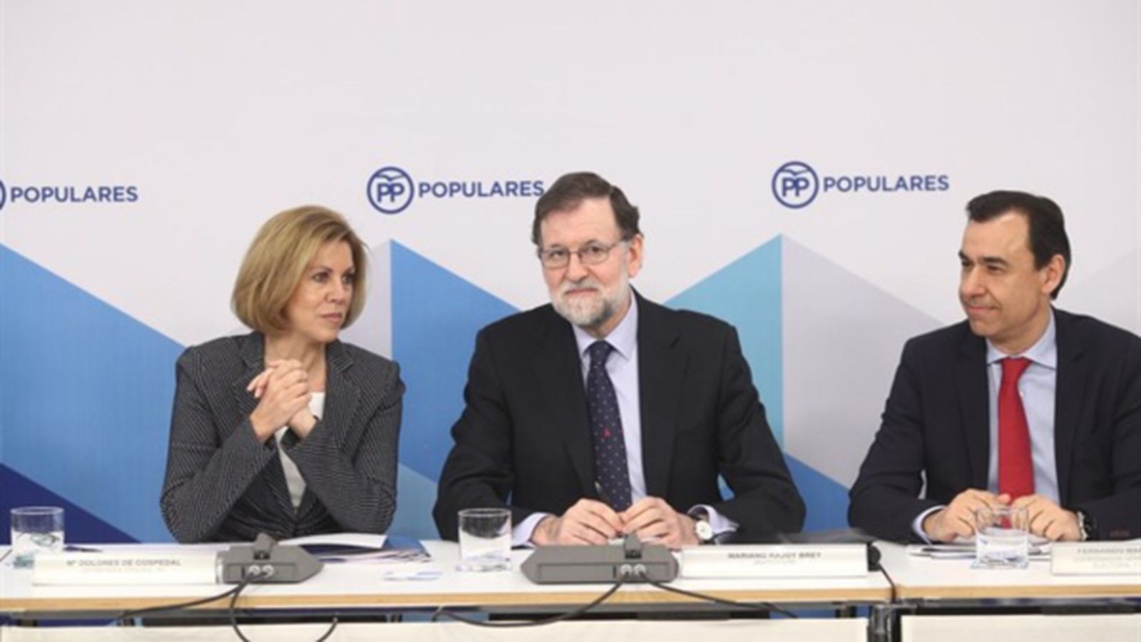 Mariano Rajoy amb Maria Dolores de Cospedal i Fernando Martínez Maíllo