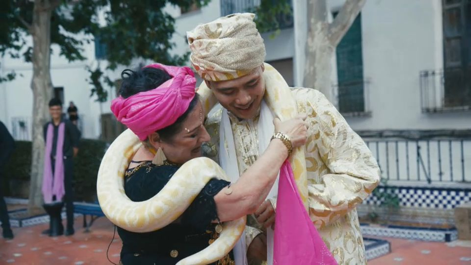 Hu balla la dansa del ventre amb la boa, a Benissa