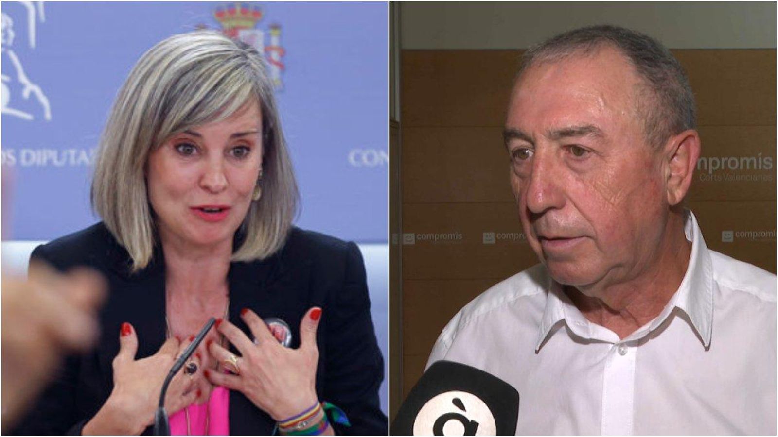 La portaveu de Sumar en el Congrés, Verónica Martínez Barbero i el síndic de Compromís Joan Baldoví