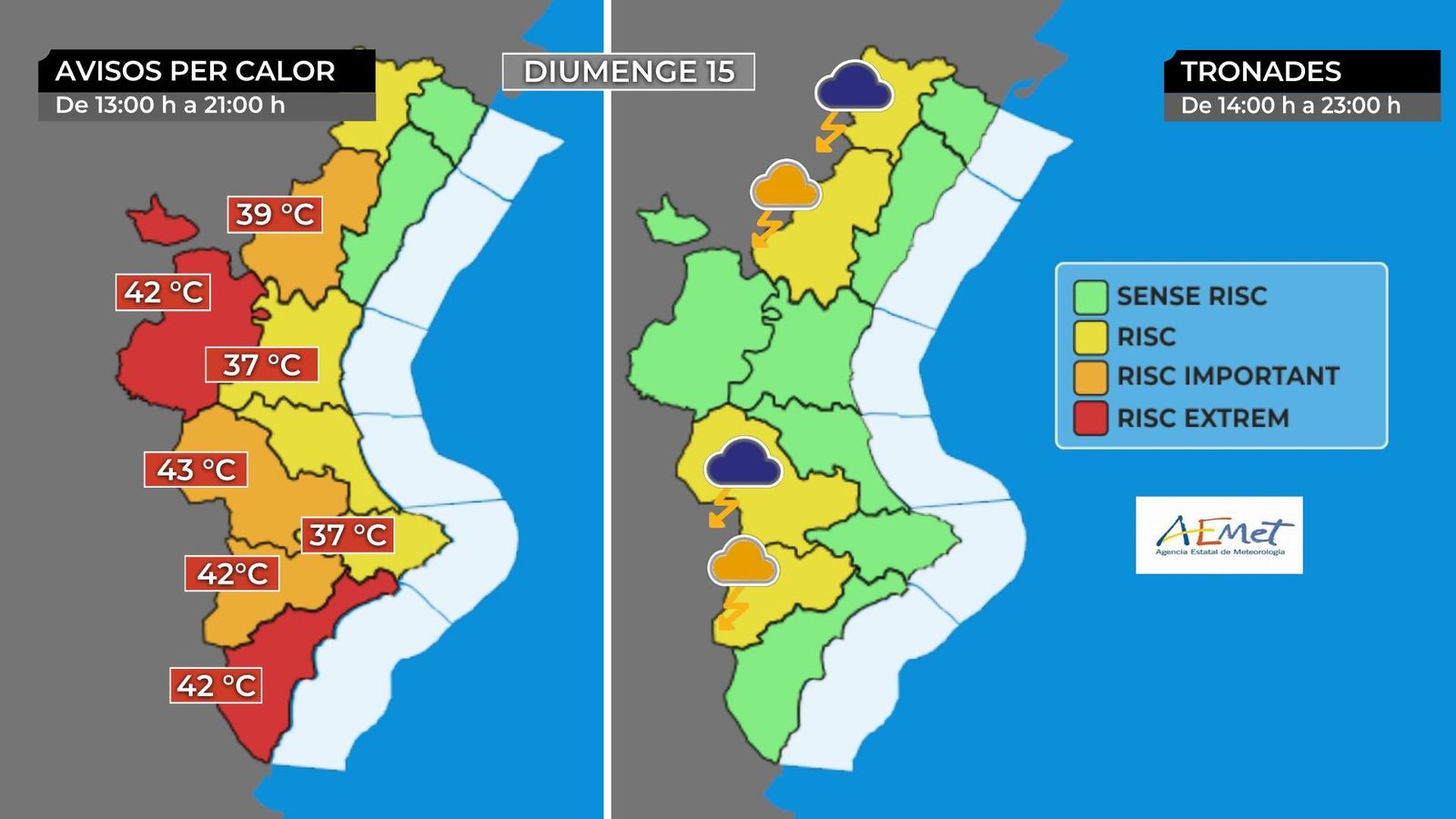 Temperatures altes i tronades per a aquest diumenge